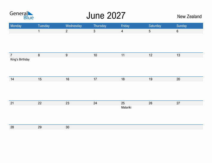 Fillable June 2027 Calendar