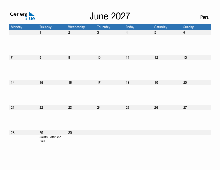 Fillable June 2027 Calendar