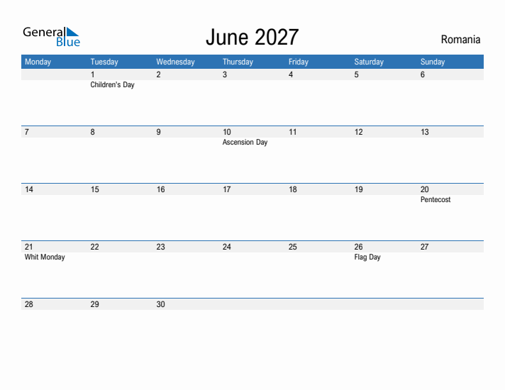 Fillable June 2027 Calendar