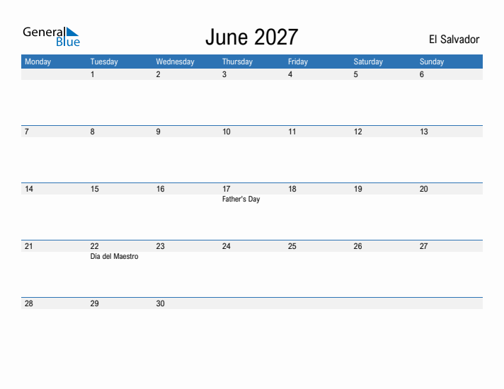 Fillable June 2027 Calendar