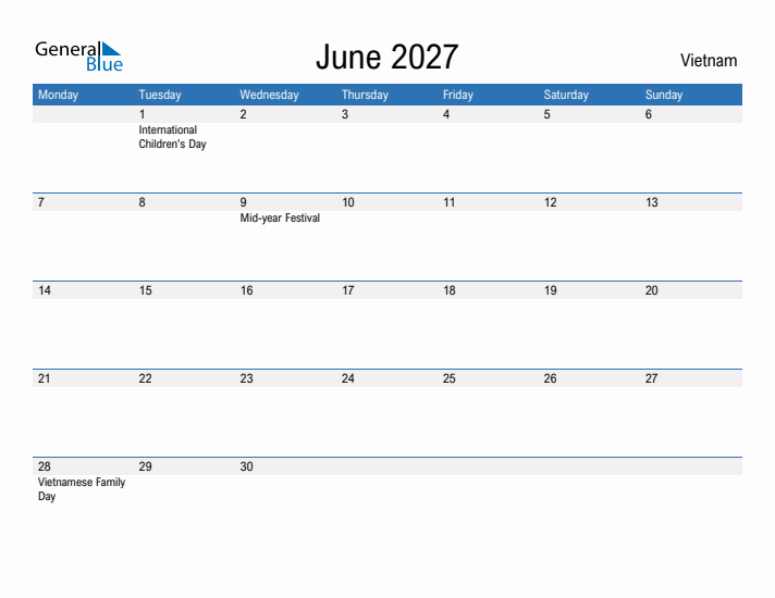 Fillable June 2027 Calendar