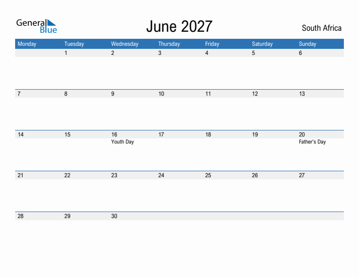 Fillable June 2027 Calendar