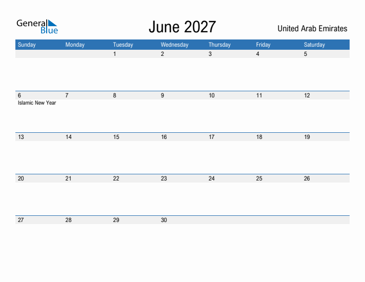 Fillable June 2027 Calendar