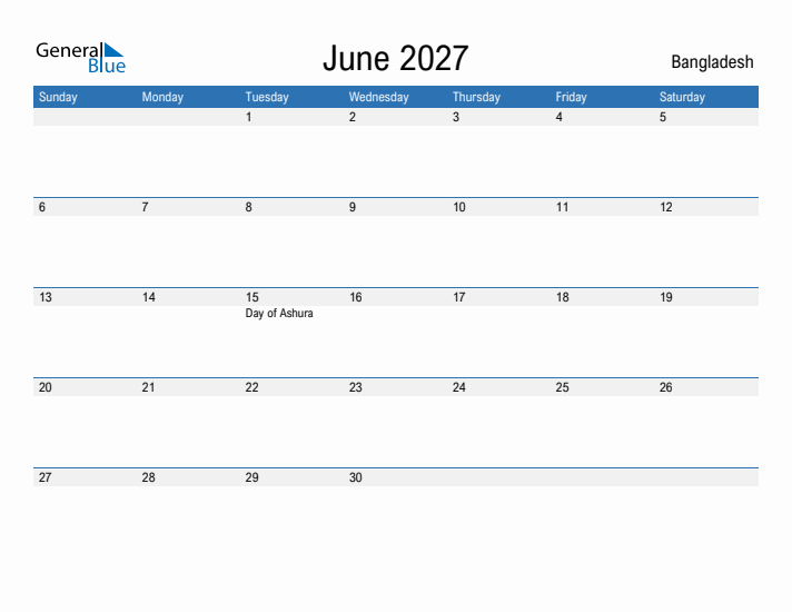 Fillable June 2027 Calendar