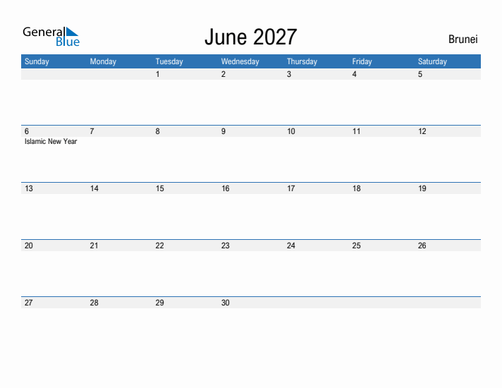 Fillable June 2027 Calendar