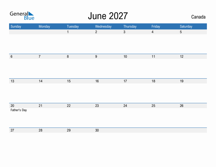 Fillable June 2027 Calendar