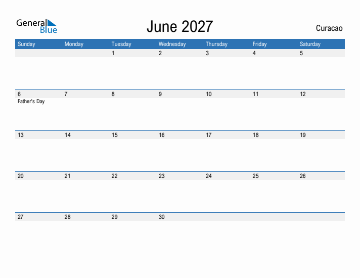 Fillable June 2027 Calendar