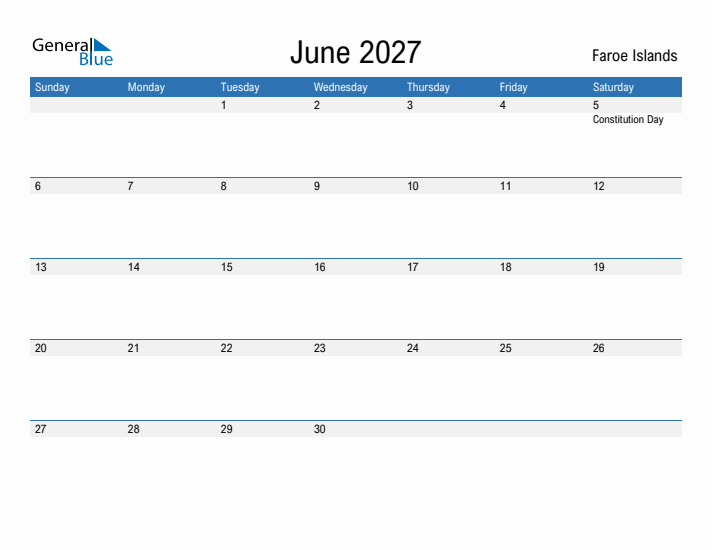 Fillable June 2027 Calendar