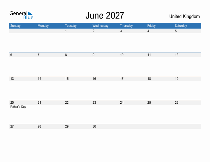 Fillable June 2027 Calendar