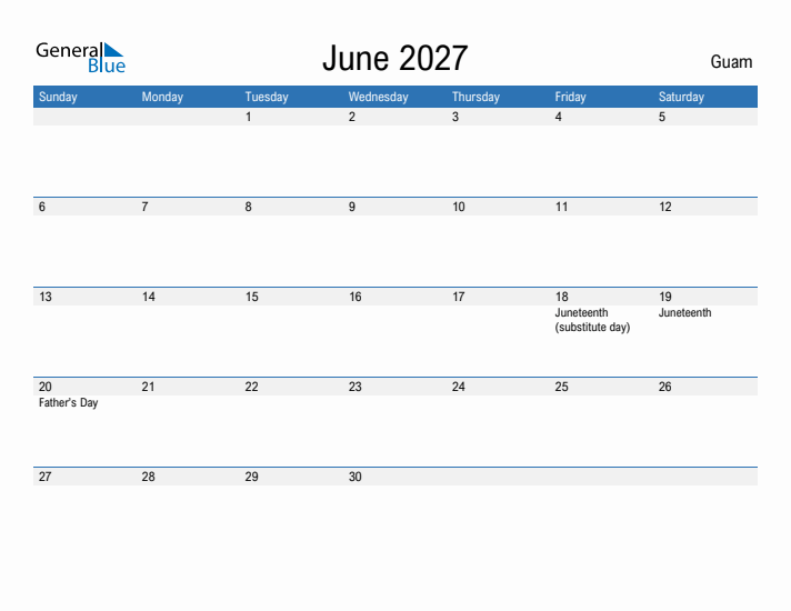 Fillable June 2027 Calendar