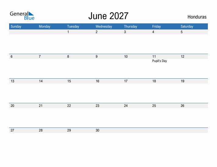 Fillable June 2027 Calendar