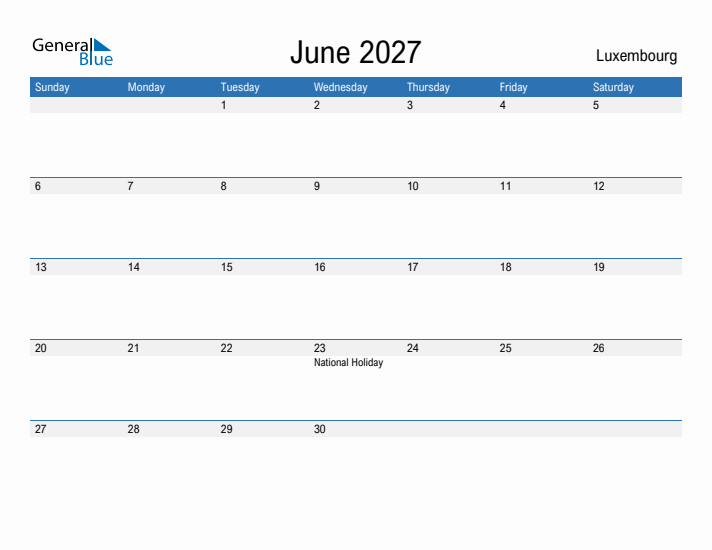 Fillable June 2027 Calendar