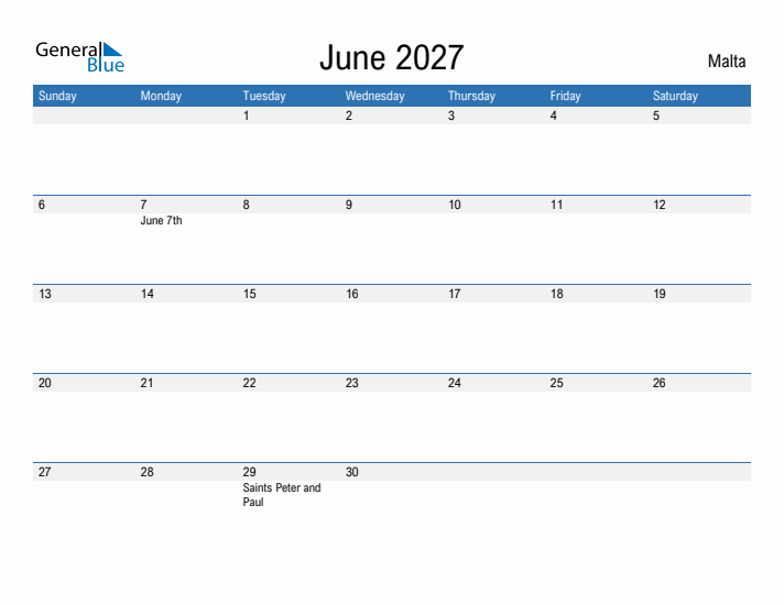 Fillable June 2027 Calendar