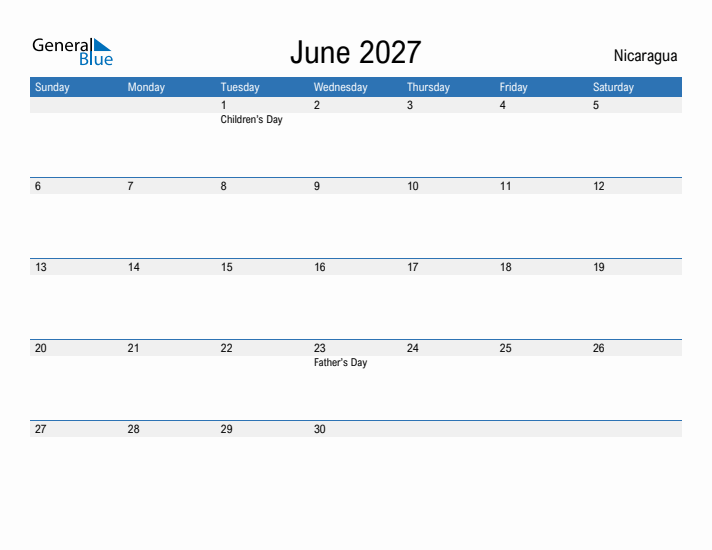 Fillable June 2027 Calendar