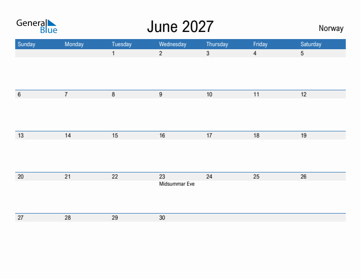 Fillable June 2027 Calendar