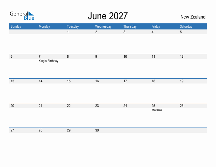 Fillable June 2027 Calendar