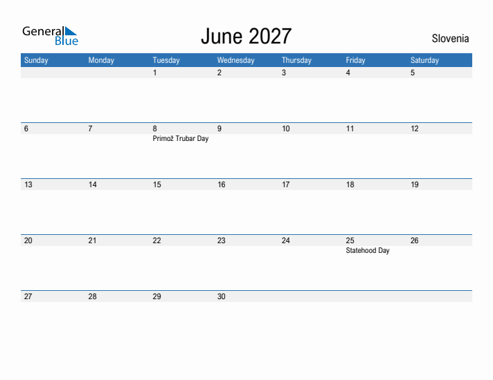 Fillable June 2027 Calendar