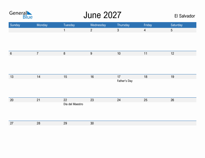 Fillable June 2027 Calendar