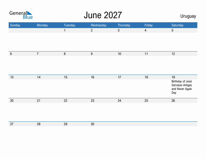 Fillable June 2027 Calendar