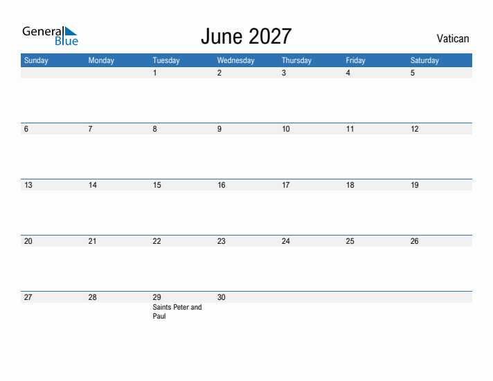 Fillable June 2027 Calendar