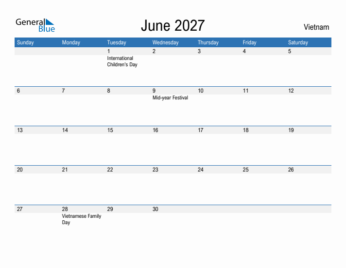 Fillable June 2027 Calendar