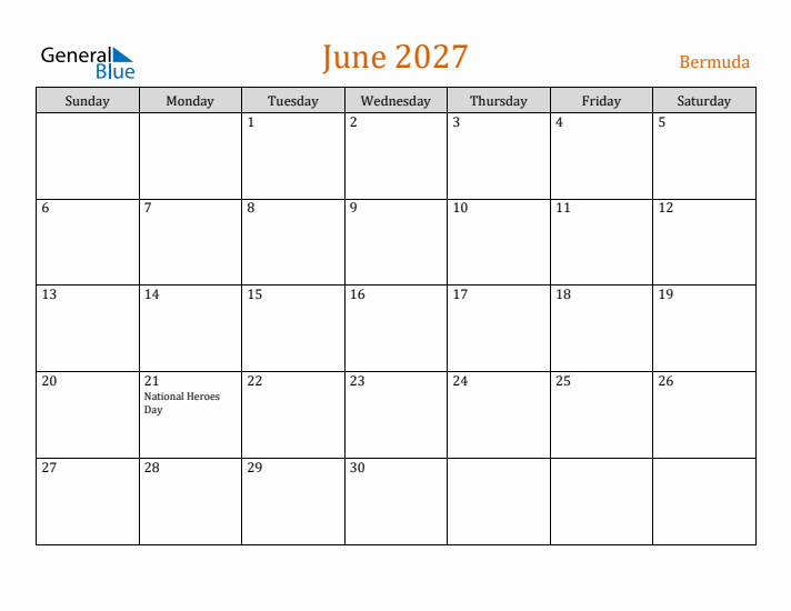 June 2027 Holiday Calendar with Sunday Start