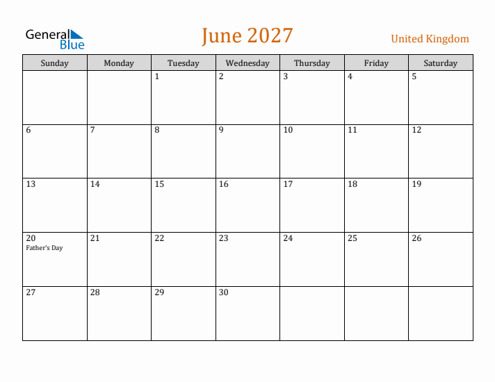 June 2027 Holiday Calendar with Sunday Start