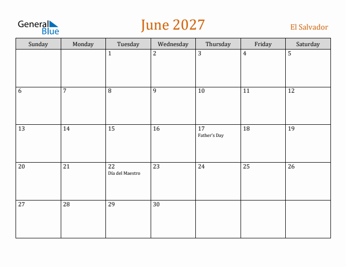 June 2027 Holiday Calendar with Sunday Start