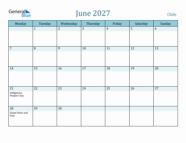 June 2027 Calendar with Holidays