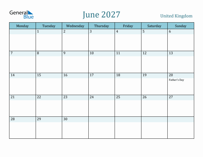 June 2027 Calendar with Holidays