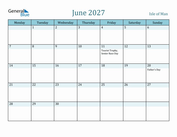 June 2027 Calendar with Holidays