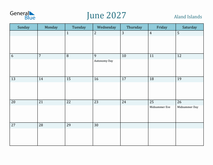 June 2027 Calendar with Holidays