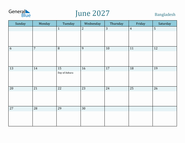 June 2027 Calendar with Holidays