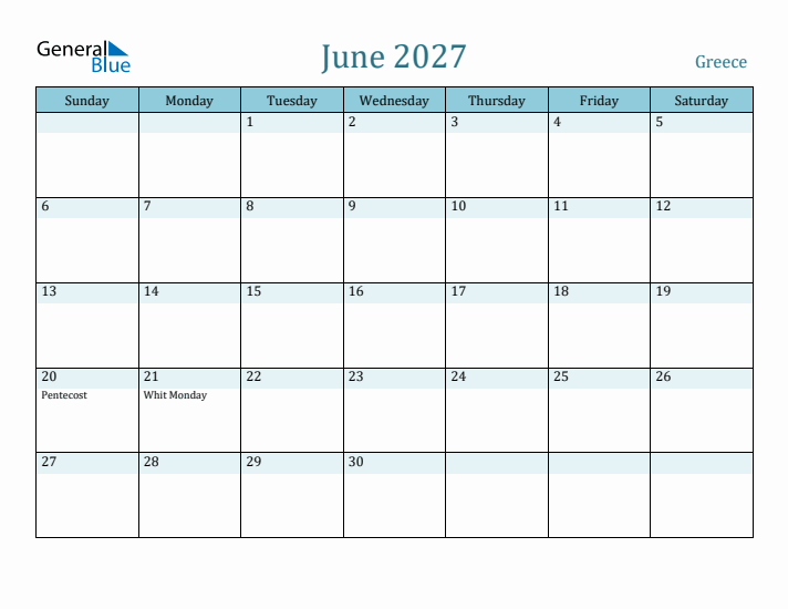 June 2027 Calendar with Holidays