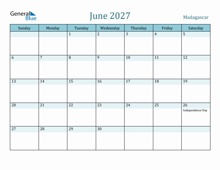 June 2027 Calendar with Holidays