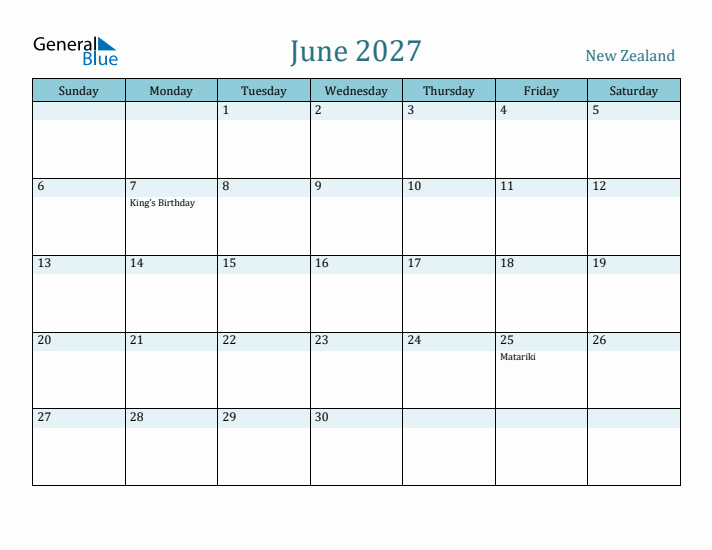 June 2027 Calendar with Holidays