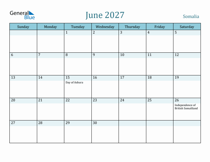 June 2027 Calendar with Holidays