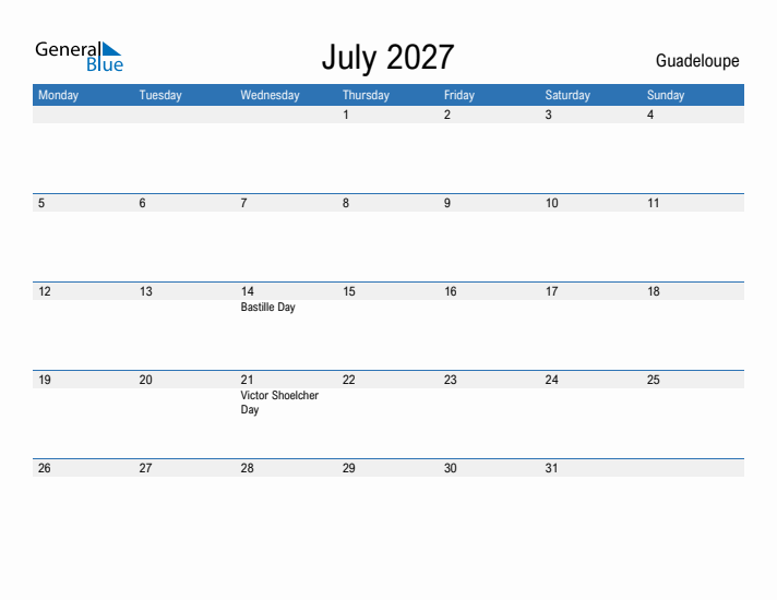 Fillable July 2027 Calendar