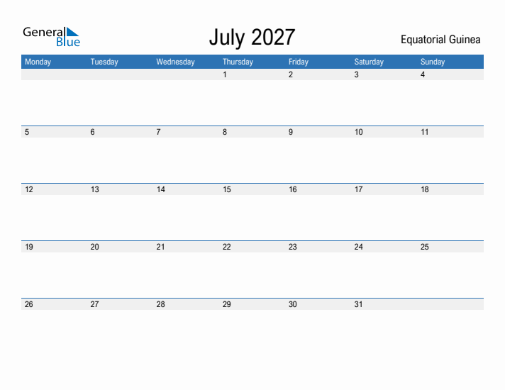 Fillable July 2027 Calendar