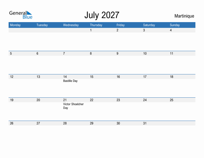 Fillable July 2027 Calendar