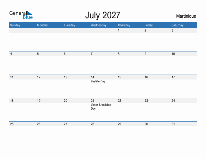 Fillable July 2027 Calendar