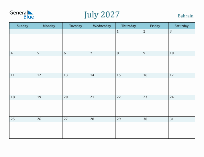 July 2027 Calendar with Holidays