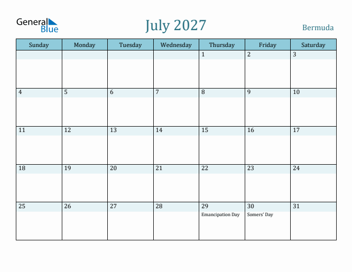 July 2027 Calendar with Holidays