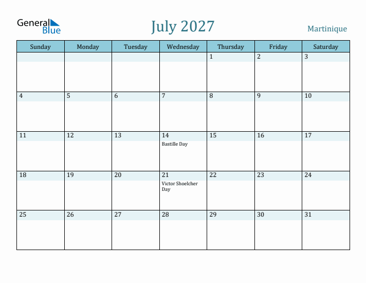 July 2027 Calendar with Holidays