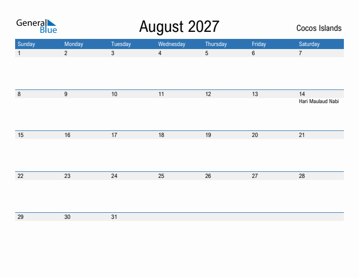 Fillable August 2027 Calendar