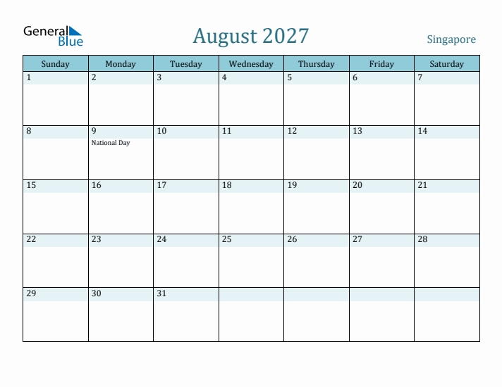 August 2027 Calendar with Holidays