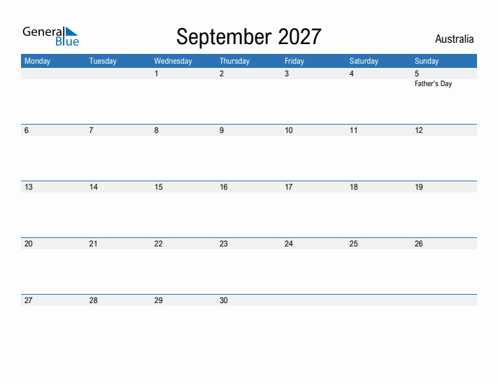 Fillable September 2027 Calendar