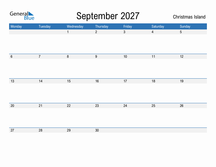 Fillable September 2027 Calendar