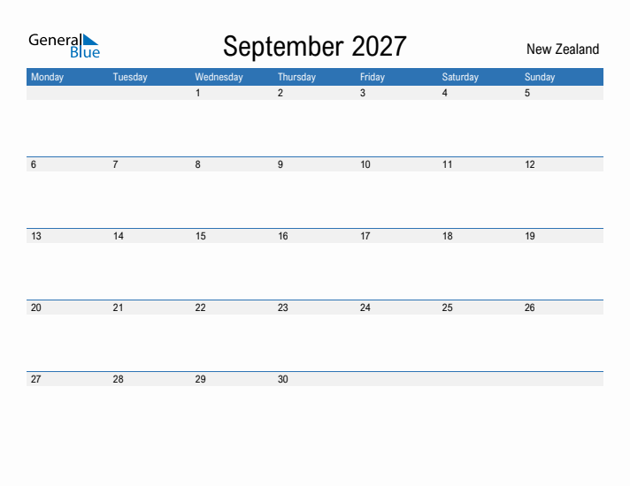 Fillable September 2027 Calendar