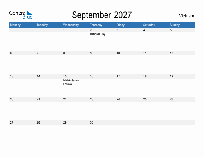 Fillable September 2027 Calendar